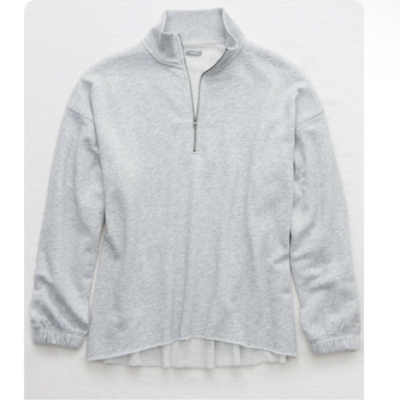 Aerie Sunday Soft Quarter Zip Gray Sweatshirt Small - Picture 2 of 6